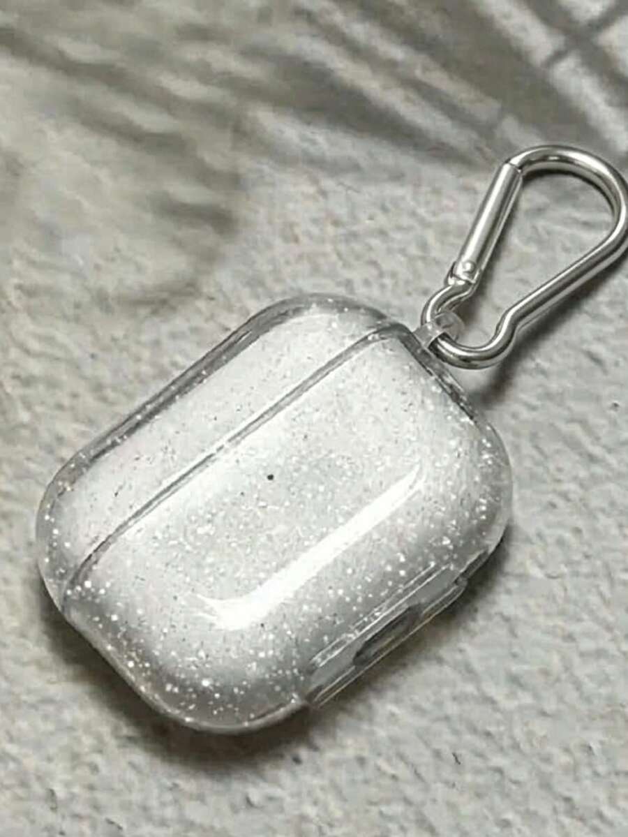 Sparkly Transparent Bluetooth Earphone Case Soft Earphone Cover With Silver Hook - Multicolor - View 1