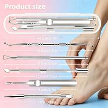 5pcs Set High-Quality Stainless Steel Manicure And Pedicure Tools, Including Portable Travel Case. This Complete Manicure And Pedicure Set Includes Callus Remover, Toe Lifter And Manicure Tools Suitable For Men And Women. - Silver - View 9