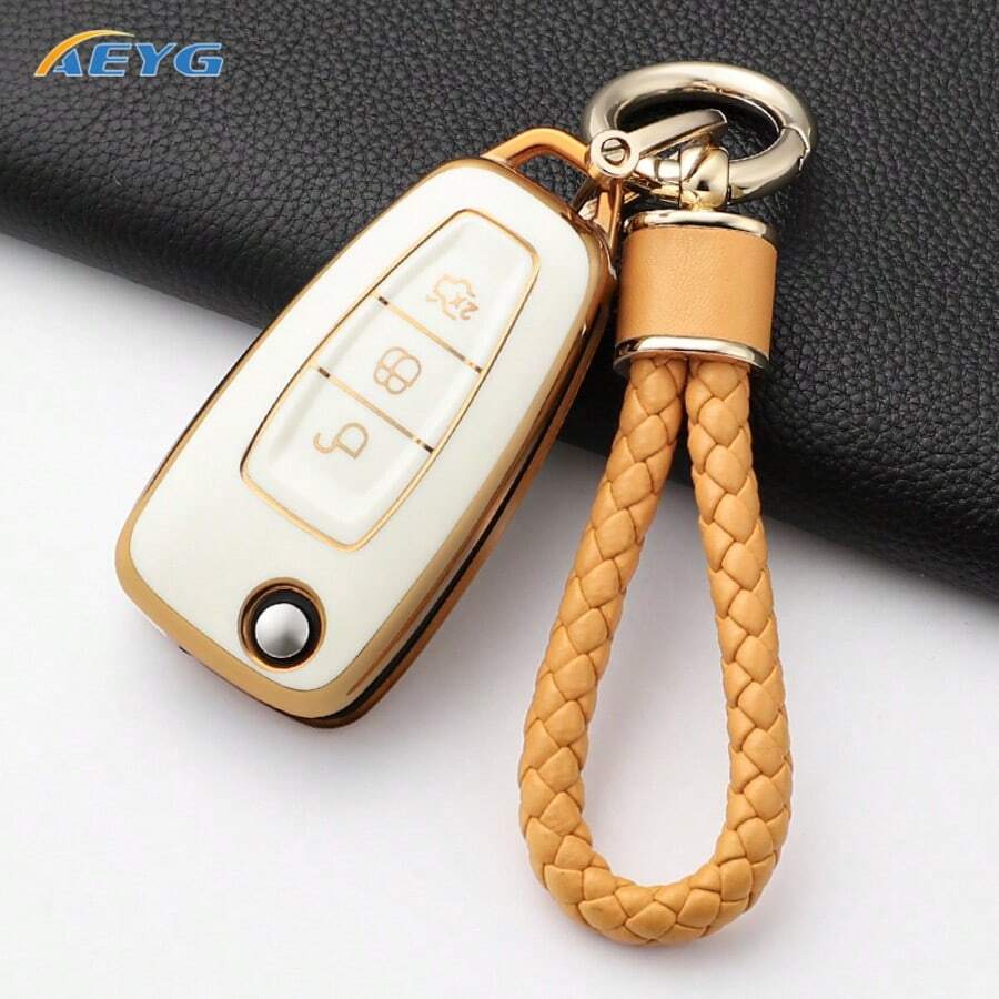 TPU汽車鑰匙保護套 鑰匙殼 適用於Transit Mondeo Kuga 2 Ecosport Focus Mk4 3鍵翻蓋摺疊式 - E款 - 查看 1
