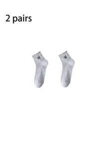 2/5/10/15 Pairs Women's Classic Black & White Bow Socks, Suitable For Daily Casual & Business Wear - Multicolor - View 3