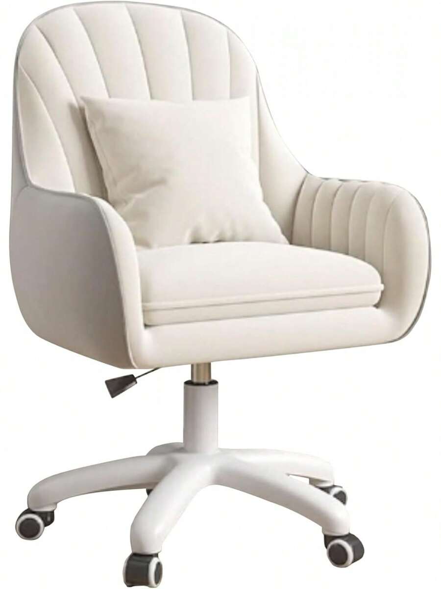 Velvet Padding Office Chair Adjustable Height 150kg Load Capacity Beige For Home Office Study Bedroom - Beige - View 1