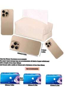 Nordic Light Luxury Style Tissue Box, Imitation Leather Napkin Storage Box, Tissue Decoration Bag, Waterproof, Multi-Purpose, Exquisite And Fashionable, Easy To Maintain, Upgraded Large Capacity - Multicolor - View 5