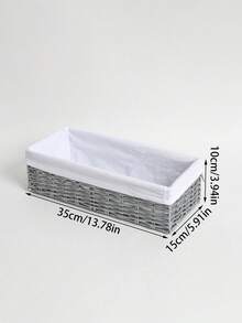 1pc Rectangular PP Woven Storage Basket With Lining, Multi-Purpose Organizer Bin For Bathroom, Vanity, Closet, Kitchen, Bedroom, Ideal For Cosmetics, Toiletries, Sundries, Toys, Clothes, Modern Minimalist Home Decor - View 7