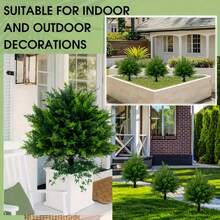 3 Packs Large Artificial Cedar Trees With Stakes - UV Protected Fake Juniper/Pine Shrubs For Outdoor And Indoor Porch Garden Decor, Perfect For Various Holiday Decorations Like Halloween, Christmas, Thanksgiving, Outdoor Ornaments - Multicolor - View 7