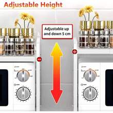 Black 2 Tier Expandable Microwave Oven Rack Stand Kitchen Corner Shelf Desktop Printer Air Fryer Storage Organiser - White - View 6