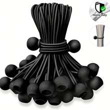 24 piezas Cuerdas/Ataduras Elásticas con Bola de Alta Resistencia - Resistentes a los Rayos UV y al Viento, Adecuadas para Lona, Tienda de Campaña, Sombrilla, Toldo | Ataduras de Sujeción Reutilizables para Todo Clima con Cabeza de Bola, para Asegurar al Aire Libre, Cubrir Lonas, Clips de Lona (Sin Necesidad de Desmontaje) - A - Ver 6