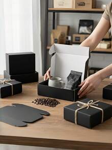 5pcs Black Ultra-Hard Corrugated Cardboard Boxes, Foldable Airplane Boxes, Party And Wedding Gift Packaging Boxes, JK Western Clothing And Lingerie Express Packaging, Suitable For Company And Home Storage, Warehouse And Business Mailing - A - View 3