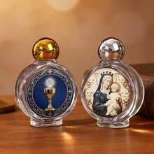 1pc 15ML Round Cap Classical Figure Image Glass Dispenser Bottle, Water/Lotion/Perfume Liquid Filler, Travel Mini Size, Holy Image Sticker Holy Water Bottle - Multicolor - View 4