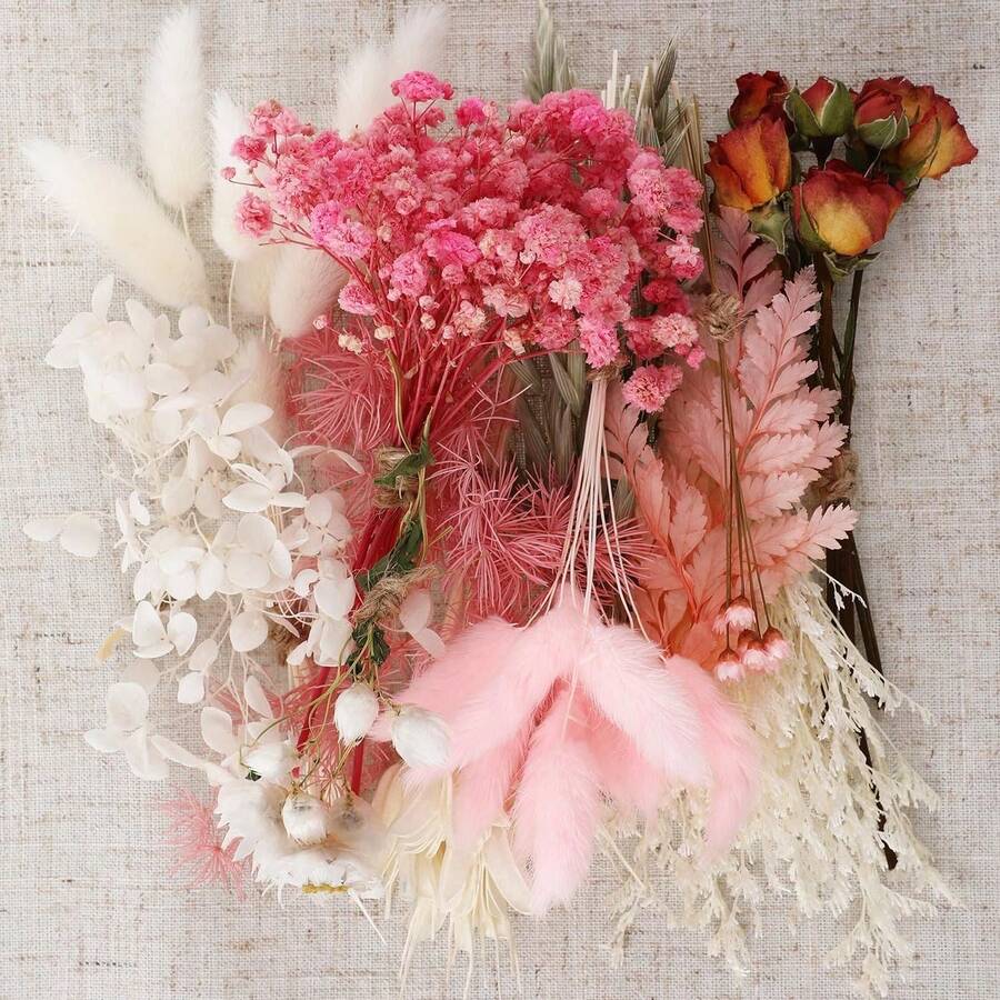 人造花 DIY 套件 10-12 英吋,精選仿真薰衣草/尤加利/小麥,適合居家辦公室婚禮裝飾,低維護波希米亞鄉村風家居裝飾,婚禮中心花藝布置 - Mix-12 - 查看 1
