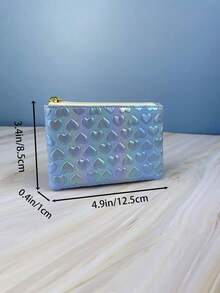 XD Children's Embossed Heart Pattern Mini Cute Minimalist Wallet Earphone Bag Zipper Coin Purse Multifunctional Card Holder Girls Key Bag Wallet Mini Wallet, Suitable For Kids Back To School, Commuting, Travel - Multicolor - View 7