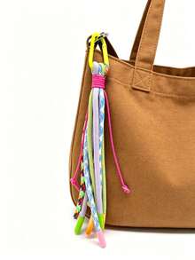 1pc Colorful Braided Rope Tassel Bag Charm, Macaron Beaded Keychain, Dopamine Style Decorative Pendant For Bags & Keys - Multicolor - View 7