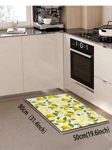 1pc Rubber Kitchen Mat, Printed With Vibrant Lemon And Floral Pattern Kitchen Mat, Can Be Placed In Front Of The Sink, Used For Standing, Kitchen Decoration - Multicolor - View 12