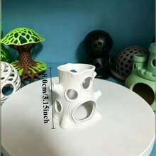 1個白色樹樁魚缸躲避穴，水族景觀裝飾魚類與蝦類繁殖隱蔽洞穴，逼真漂流木樹脂飾品，無味，適用於魚類，創意樹洞設計帶多個開口方便出入，為觀賞魚提供安全感並減輕壓力，適合小型熱帶魚、鬥魚、鸚鵡魚，營造自然環境，兼具水族美化與實用性 - A - 查看 5