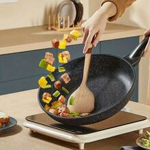 1pc 22/24/26/28cm Frying Pan, Reinforced Non-Stick Coating, Non-Stick Frying Pan, Stir-Fry Pan And Wok, Grill, Chef's Pot, Non-Stick Aluminum Frying Pan, Suitable For Gas And Induction Stoves, Cookware, Kitchen Utensils, Kitchen Supplies, Kitchenware, Scratch-Resistant, Easy To Clean, Perfect For Steak And Vegetables, Tableware, Egg Frying Pan, Chef's Pot, Vegetable Pot - Black - View 6
