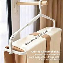 1pc White Multi-Function Telescopic Clothes Hanger, Adjustable And Expandable 39-63cm (15.35 - 24.80 Inches), Non-Slip Foldable Portable Drying Rack, Suitable For Home, Dorm, Travel Closet Storage - Extendable Folding Clothes Hanger - View 1