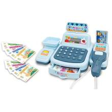 ZK30 Toy Cash Register For Kids With Scan Lights And Sound Effects, Interactive Supermarket Simulation Game - Blue - View 3