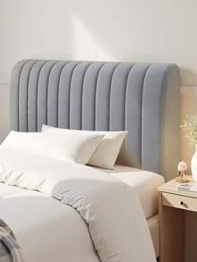 1pc Grey Minimalist Vertical Striped Headboard Cover, 360° Full Wrap Anti-Collision, Adjustable For Thin/Thick Headboards, Easy To Remove And Wash, Bedroom Decor - Dark Grey - View 4