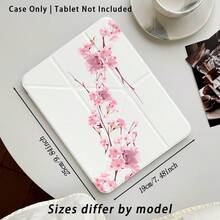 粉色櫻花圖案彩繪效果平板保護殼附支架，相容 Honor 8/9/10/X8/X8A/X9/X8Pro/X9Pro、MatePad SE 11"/MatePad 11"/11.5"、MatePad Pro、Apple 10th/11th Gen 2025 (A16)、Galaxy Tab A7/A9 及其他熱門機型 - 款式11 - 查看 3