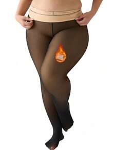 1 Pair 220g Plus Size US/EU Universal Warm Tights, Lightweight & Breathable, Semi-Transparent Warmth, Single Seam Design, Outdoor Thickened, Comfortable For Winter Wear - Black - View 8