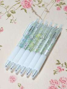 12/6/3/1支裝 可伸縮花卉圖案 0.5mm 黑色快乾中性筆，適合筆記本與辦公文具順暢書寫，開學季首選 - 多款式 - 查看 3