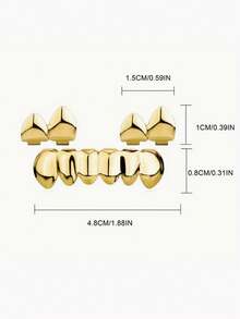 1 Set Classic Top 2-Piece Polished Combination Bottom 6-Tooth Polished Personalized Hip-Hop Tooth Grill Holiday Accessory - Multicolor - View 5