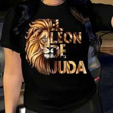 Nueva camiseta de mujer para otoño-invierno, de manga corta con cuello redondo, ideal como prenda básica. Con diseño holgado y estampado moderno, hecha de algodón puro de alta calidad, o - Negro - Ver 2