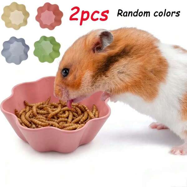 Bộ 2 bát ăn và uống cho chuột hamster màu ngẫu nhiên - dễ vệ sinh - phù hợp cho chuột hamster, chuột gerbil, chuột nhắt hoặc các thú cưng nhỏ khác