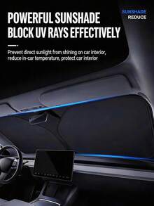 1PC Portable Car Silver Sunshade, Suitable For Most Car Models Including SUV And Sedan, Heat Insulation Front Windshield Sunshade, Easy To Fold And Store, Suitable For Spring, Summer, Autumn - Multicolor - View 6