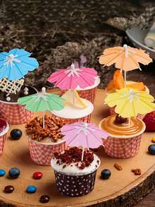 50pcs Mini Realistic Wooden Cocktail Picks, Exquisite And Beautiful, Suitable For Cocktails, Cupcake Decoration, Hawaiian Drink Decoration, Tropical Party Decoration, (Random Color And Style) - View 7