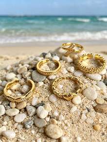 Random 1pc 2pcs 3pcs 4pcs 5pcs Beach Vacation Unique Must-Have Gold-Plated Toe Ring, Beach Outfit Finishing Touch Accessory, Adjustable Open Design - Gold - View 3