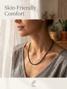Collar de cadena para hombre, juego de 3 piezas de collar de cadena trenzada de acero inoxidable color oro y acero negro, regalo de moda para uso diario en el Día del Padre - Multicolor - Ver 5