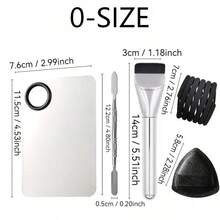5Pcs Multifunctional Makeup Tools Set - Mixing Palette, Spatula, Foundation Brush, Powder Puff & Foldable Hairband - Silver - View 2