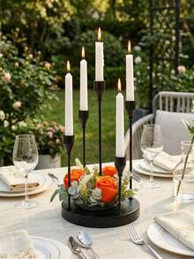 Candelabru elegant cu 5 brațe, suporturi romantice pentru lumânări din metal cu tulpină lungă, bază lărgită și îngroșată pentru stabilitate, suport decorativ romantic pentru lumânări de Ziua Îndrăgostiților, decor de masă elegant, candelabru romantic pentru nuntă - Clasic - Vizualizare 9