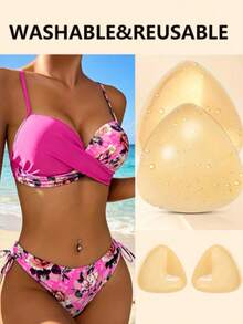 Women's Summer Double-Sided Adhesive Breast Pads, Strong Lift & Push-Up Sticky Bra Inserts, Reusable Strapless Swimwear Lifting Pads - A Pair - View 2