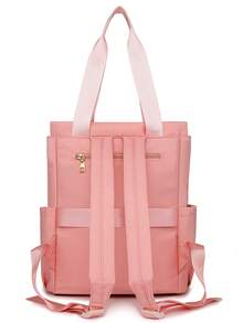 Ransel Wanita Warna Polos Multifungsi Kapasitas Besar, Ransel Pelajar Kasual Minimalis, Tas Bahu Minimalis Gaya Preppy, Tas Tangan, Ransel Multifungsi, Cocok Untuk Sekolah, Perguruan Tinggi, SMP, SMA, Perjalanan, Kantor, dan Acara Lainnya. - Berwarna merah muda - View 7