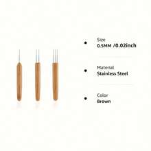 1/2/3 Hook Dreadlock Crochet Hooks, Bamboo Handle Dreadlock Needles, 0.75mm Hair Crochet Tools, Suitable For Dreadlocks, Braiding, Wig Making And Hair Extensions, 3pcs/Set, Halloween - View 5