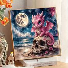 1pc DIY Dragon And Skull Pattern 5D Diamond Painting Kit, Suitable For Adult Beginners DIY Mosaic Diamond Art, Full Drill Handmade Enthusiasts Self-Design DIY Diamond Painting Suitable For Living Room, Bedroom, Office Wall Decoration Hanging Painting, Surprise Holiday Home Decor Gift For Family And Friends Unframed [30*30cm/11.8*11.8in][40*40cm/15.7*15.7in] - No Frame - View 4