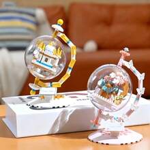 太空地球儀積木水晶球模型裝飾品,創意微粒子桌面裝飾積木組裝玩具禮物 - 彩色 - 查看 6