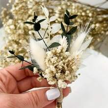 1/2/4/8/12件裝迷你人造花束 波希米亞風婚禮胸花 男士翻領花飾 桌上中心裝飾 蘆葦草 生日蛋糕花卉裝飾 - Y101 - 查看 6