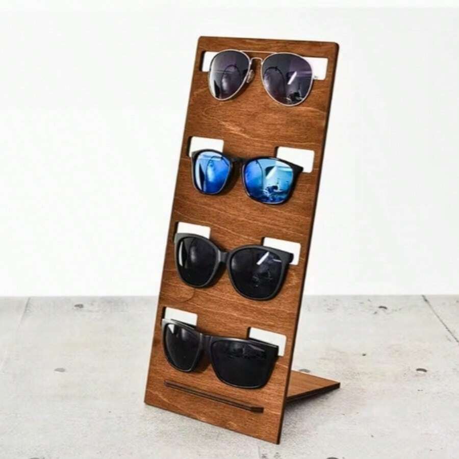 Eyeglass Display Stand, Wooden Storage Rack, Suitable For Desktop, Artistic Wooden Eyeglass Frame, Handmade Eyeglass Display Cabinet, Office Desk Decor, And Home Decor Gift - View 1