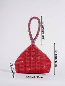 迷你晚宴包，鑲鑽裝飾，不對稱造型手提包，Mine Bag，派對包，紅唇手提包，可愛小包，時尚手拿包，適合搭配晚禮服 - 紅色 - 查看 2
