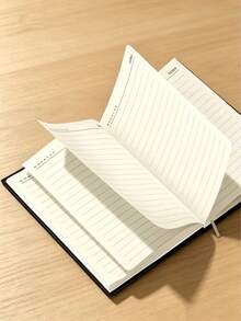 1Pc PU Leather Sponge-Padded Notebook - A5 Business Journal, 100 Sheets, Black Professional Notepad For Meeting Notes & Office Work - Black - View 4