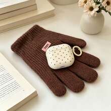 Dual-Color Minimalist Korean/European Style Solid Color Polka Dot Earphone Case + Earring Compatible With Apple Pro, Cute New Model Compatible With Apple 1/2, Protective Case For Women - Multicolor - View 21