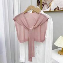 Summer Sun Protection Air Conditioning Collar Shoulder Wrap Ice Silk Knit Outerwear Shawl Spring Autumn Short Neck Protector Thin - Multicolor - View 1