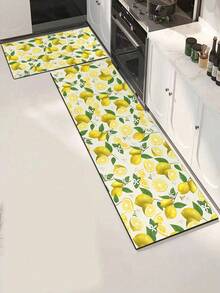 1pc Rubber Kitchen Mat, Printed With Vibrant Lemon And Floral Pattern Kitchen Mat, Can Be Placed In Front Of The Sink, Used For Standing, Kitchen Decoration - Multicolor - View 8