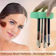 1pc Makeup Brush Cleaning Mat With Drying Rack, Suitable For Silicone Washing In The Sink, For Brushes, Eyeliners, Painting Brushes, Toothbrushes, Desktop Cosmetics Storage Rack, Portable Makeup Tools, Suitable For Travel And Home Use, A Great Gift - A - View 4