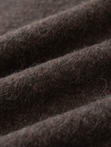 Women's Cozy Chocolate Brown Knit Turtleneck Sweater, Long Sleeve Pullover For Fall & Winter Daily Wear - Brown - View 9