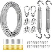 Shade Sail Hardware Kit With 50 Feet Cable Wire Rope, Anti-Rust Stainless Steel Stainless Steel Sun Shade Hardware Kit For Rectangle Square Triangle Shade Sail Installation 66 PCS - Silver - View 8