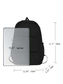 Unisex Casual Backpack, Solid Color Multi-Pocket Student Bookbag, Large Capacity Minimalist Commuter Bag - Multicolor - View 2