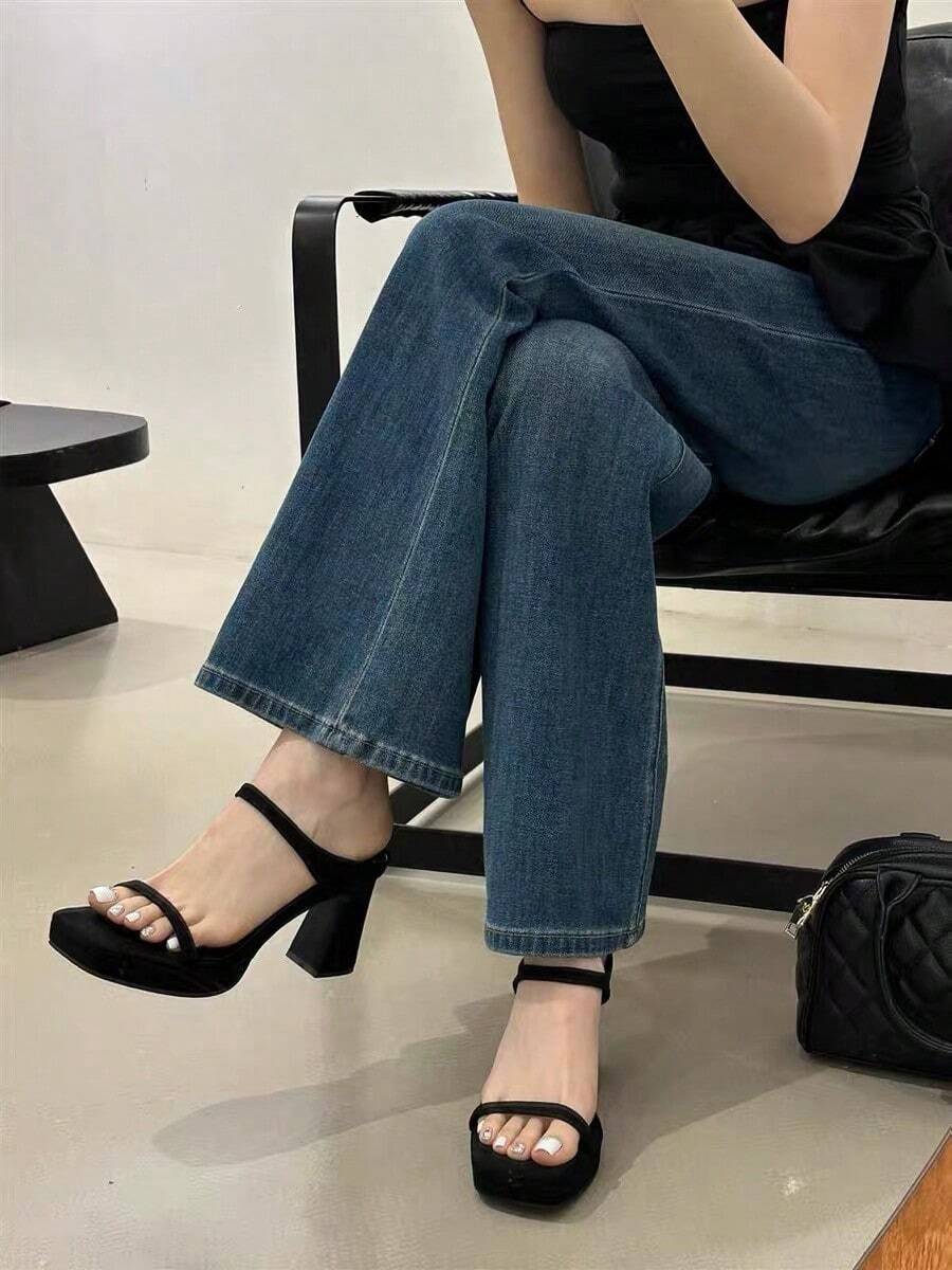 法式復古黑色瑪麗珍高跟涼鞋女款 2026夏季新款 8cm超高跟單條帶時尚涼鞋 優雅粗跟個性簡約風 高端百搭高跟鞋
